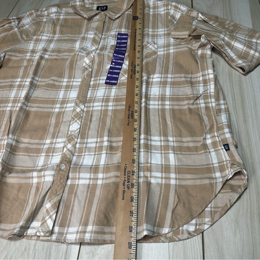 Gap Women's Soft‎ Cotton Relaxed Fit Button Up Flannel Shirt Size XXLarge -New - Picture 8 of 11